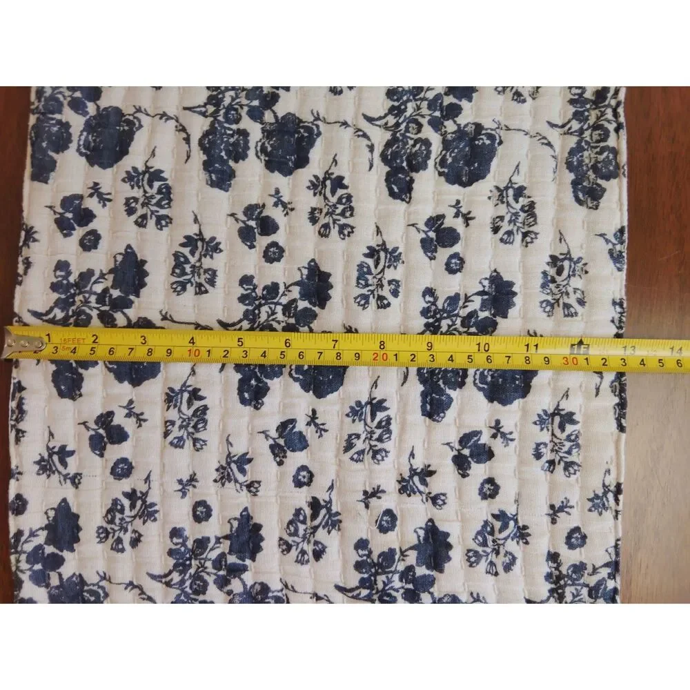 Home Company Navy Florals 100% Cotton Scallopped Edge Placemat Set of Two